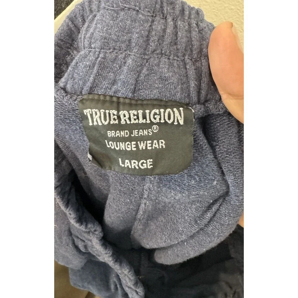 True Religion Mens Horseshoe Thick Stitch Jogger Pants Loungewear Navy Blue L